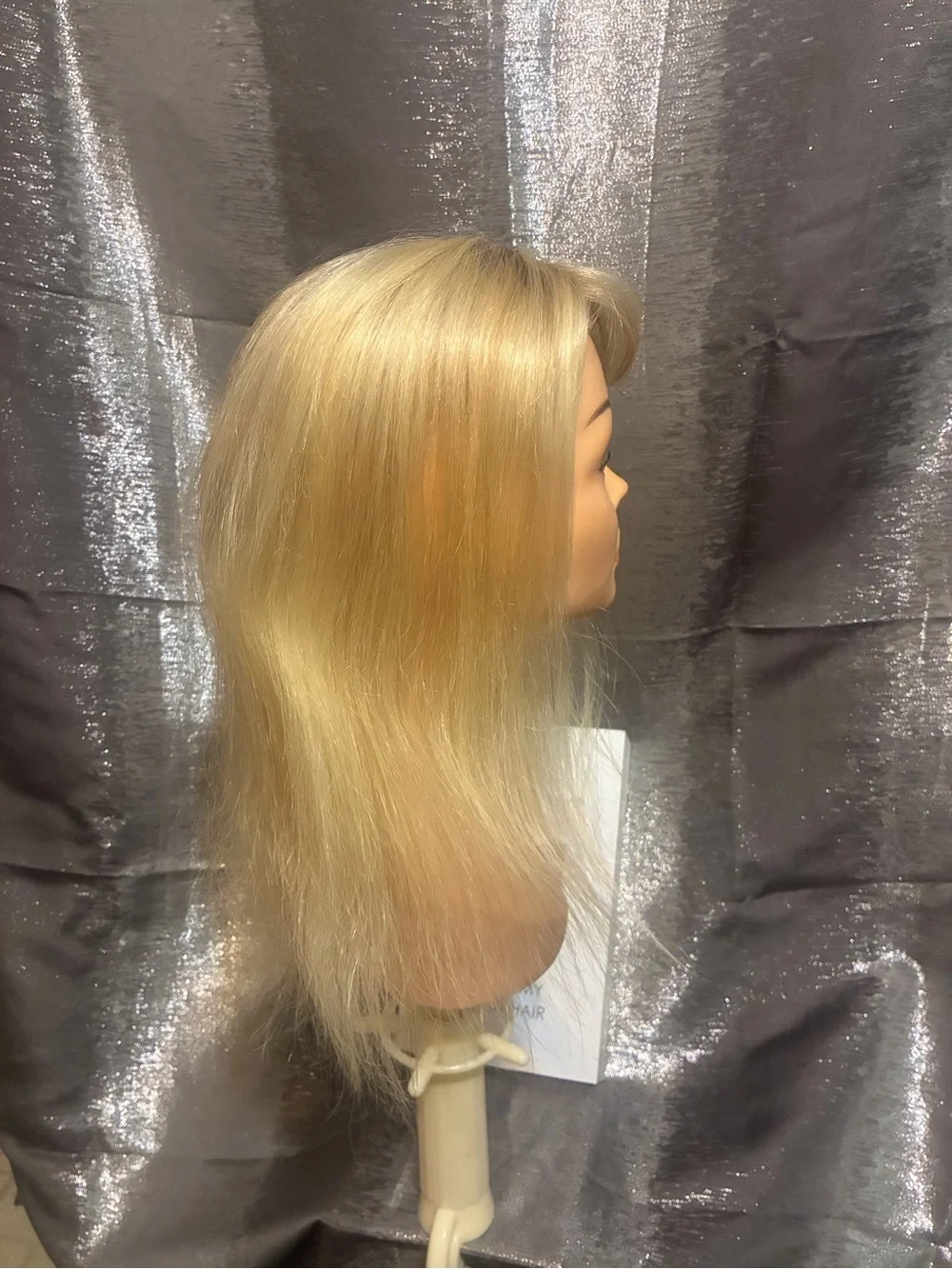 Hidden Crown human hair topper with Side Bangs - Classic Blonde w/roots